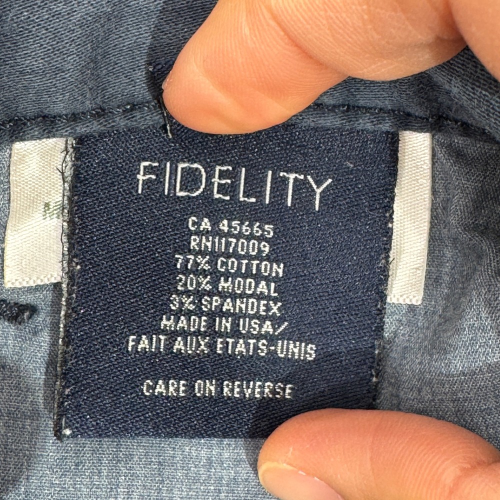 Fidelity Denim Pants Mens 31 Navy Blue Slim Straight Stretch Made in USA Chino - Picture 12 of 14